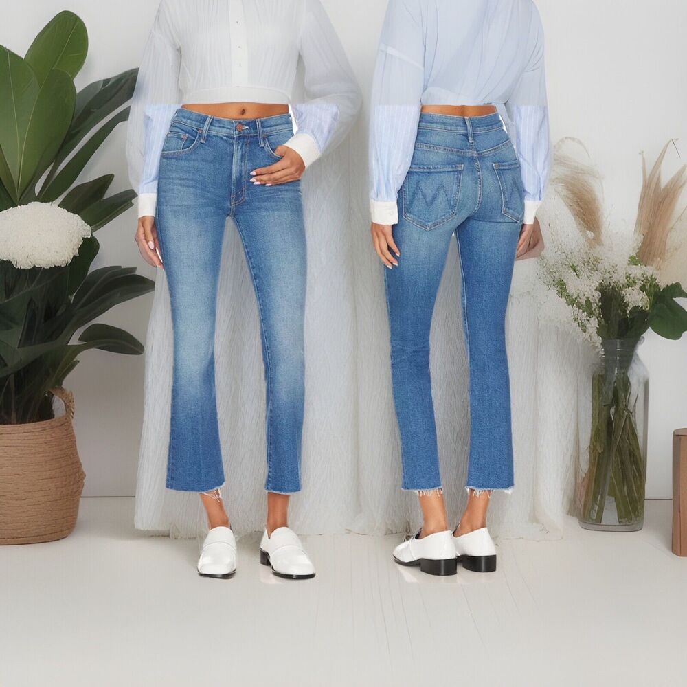 MOTHER The Insider Ankle Fray Jeans Eager Beaver Size 27x 27